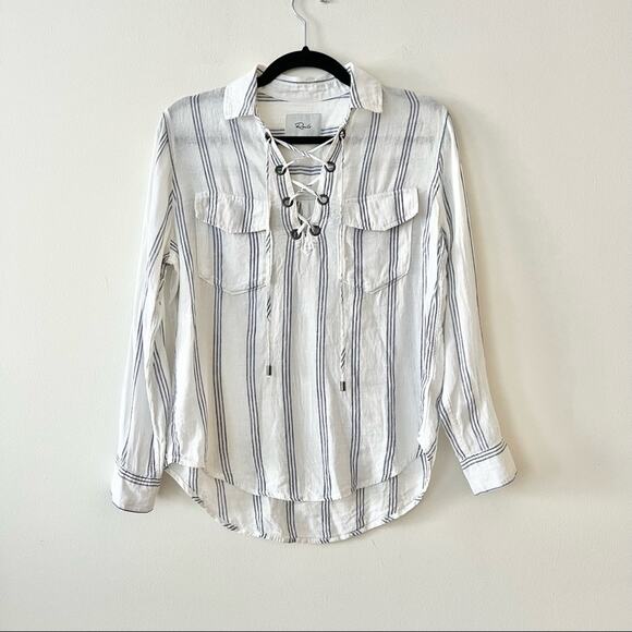 Rails Matea Lace-Up Blouse in Flamenco Stripe - Picture 2 of 8